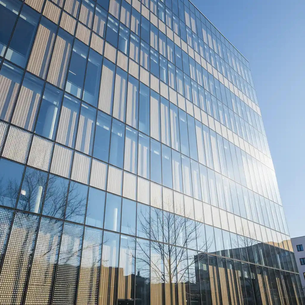 A glass wall on the front of a building