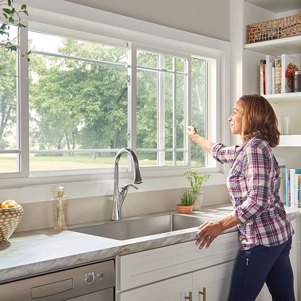 A kitchen window that slides open above the sink