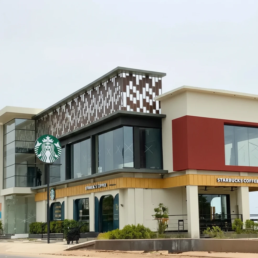 A coffee shop with large glass windows